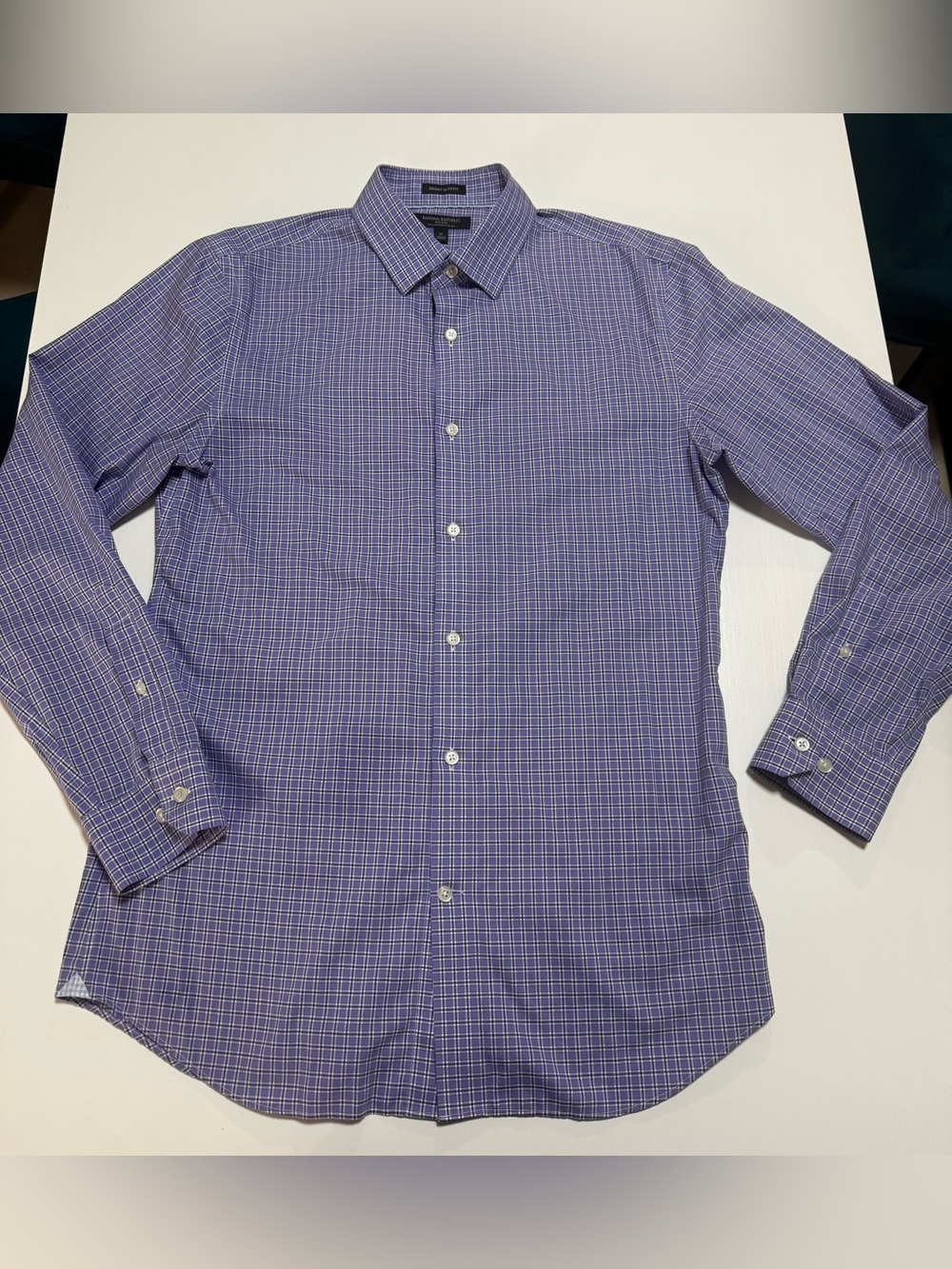 Banana Republic men’s cotton Purple Check Dress Shirt, M